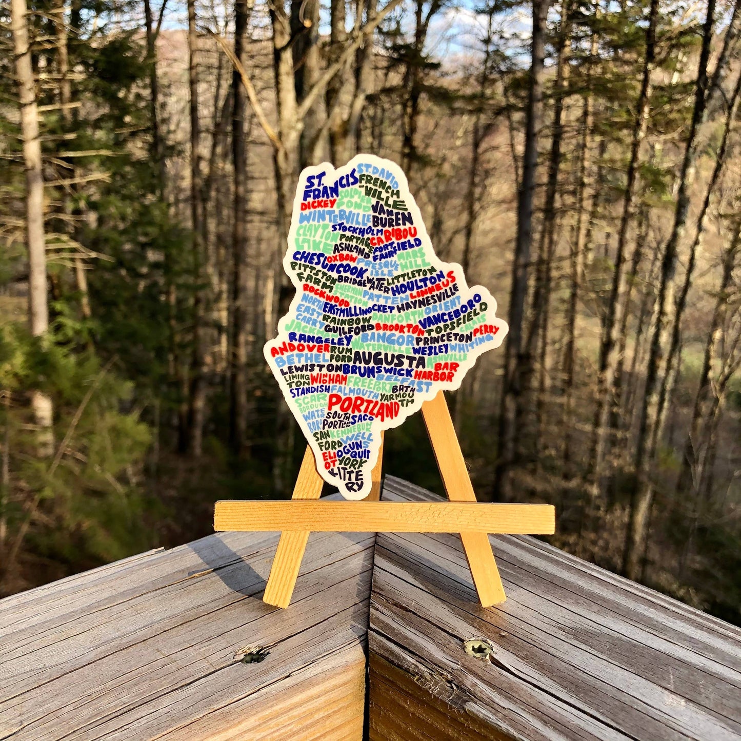 Hand-Lettered Maine Towns Map Sticker