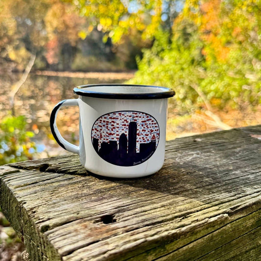 Boston Skyline Enamel Coffee Mug 12 oz with Citgo Sign