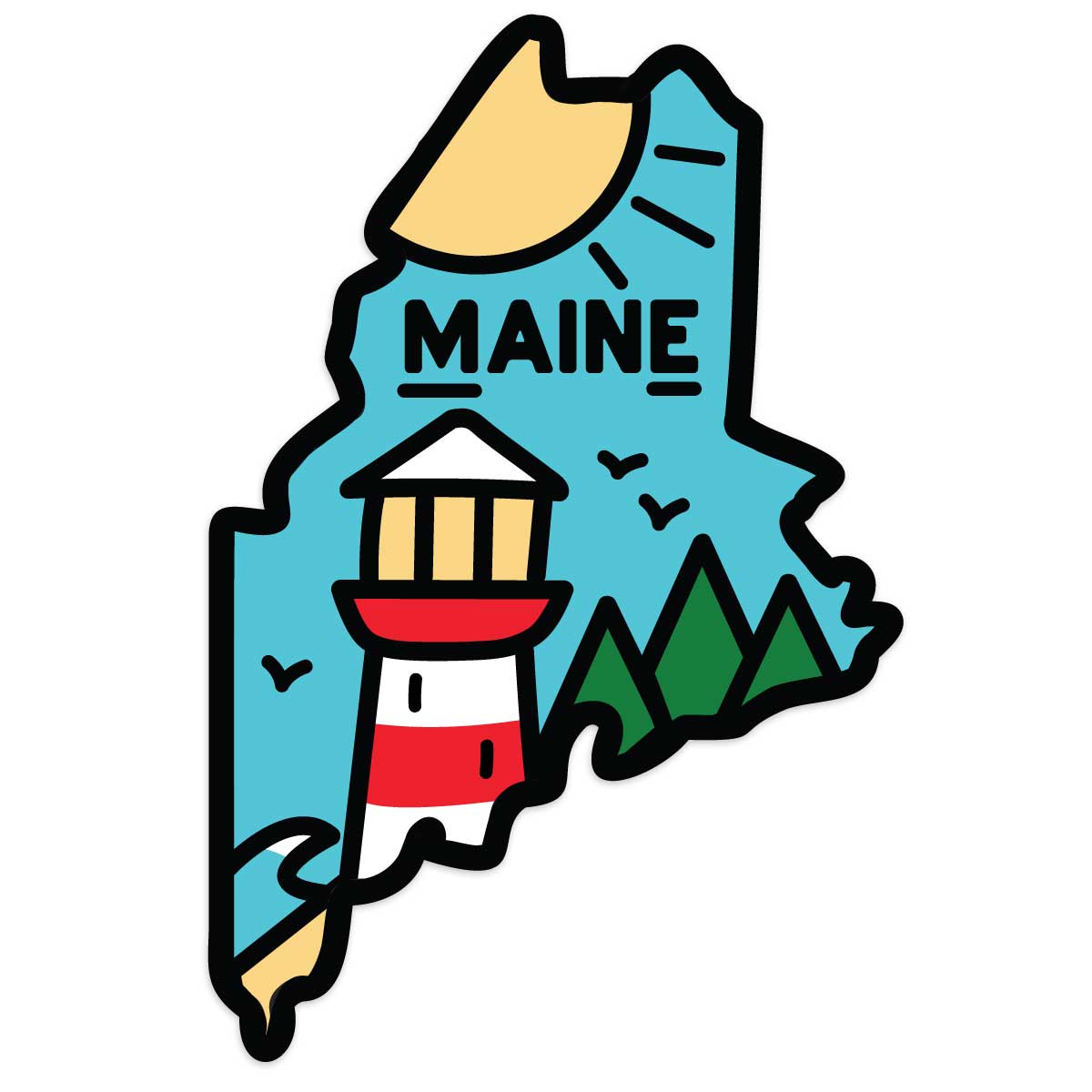 Maine Coast Lighthouse State Pride Mini Sticker