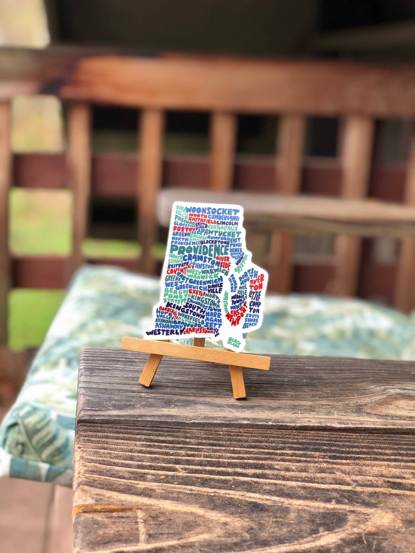 Hand-Lettered Rhode Island Towns Map Sticker