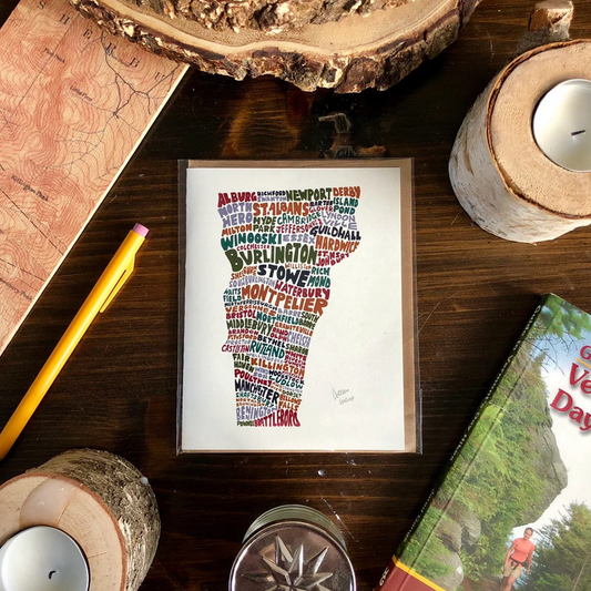 Hand-Lettered Towns of Vermont Card