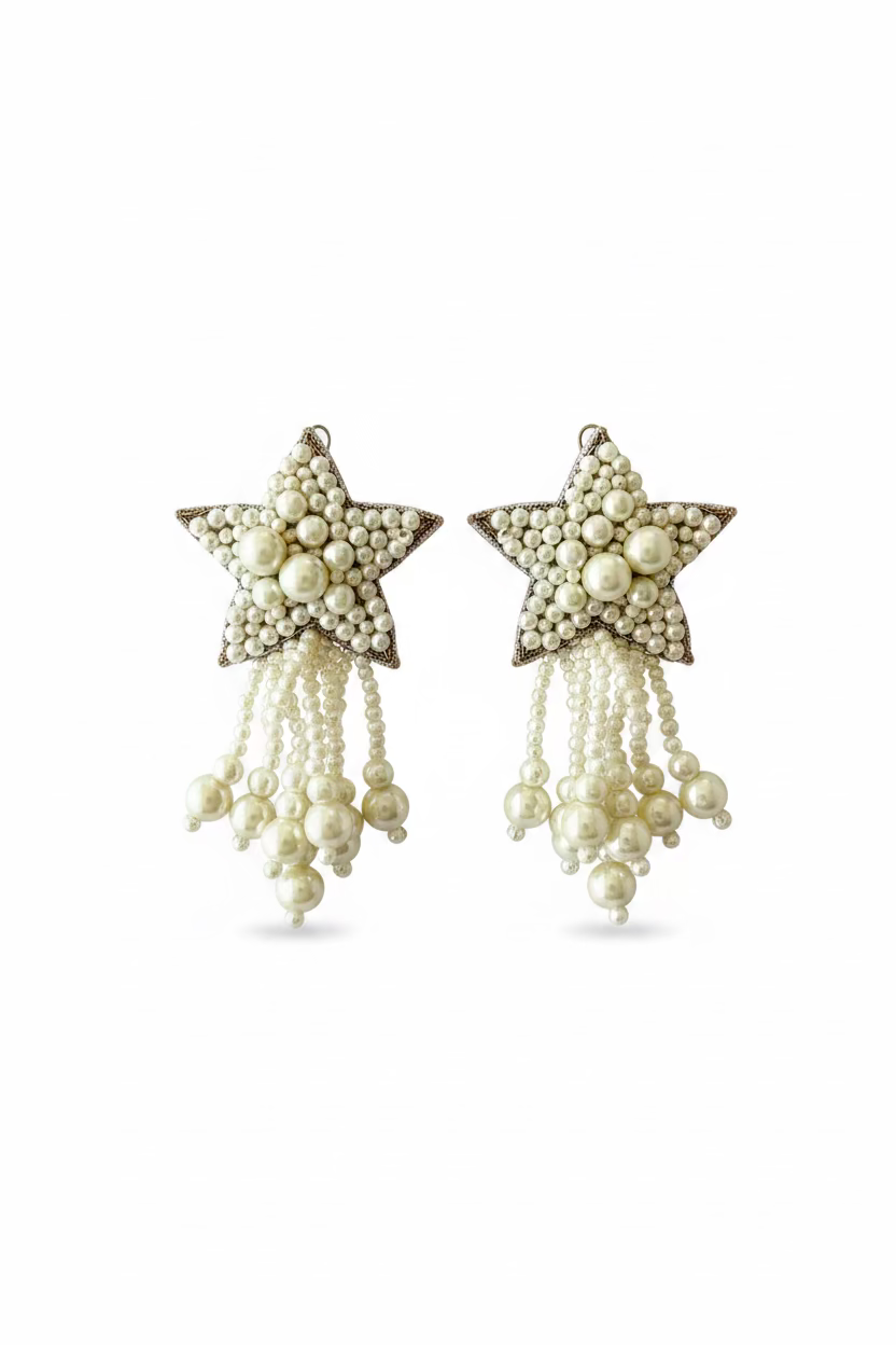 Beaded Star Fringe Earrings