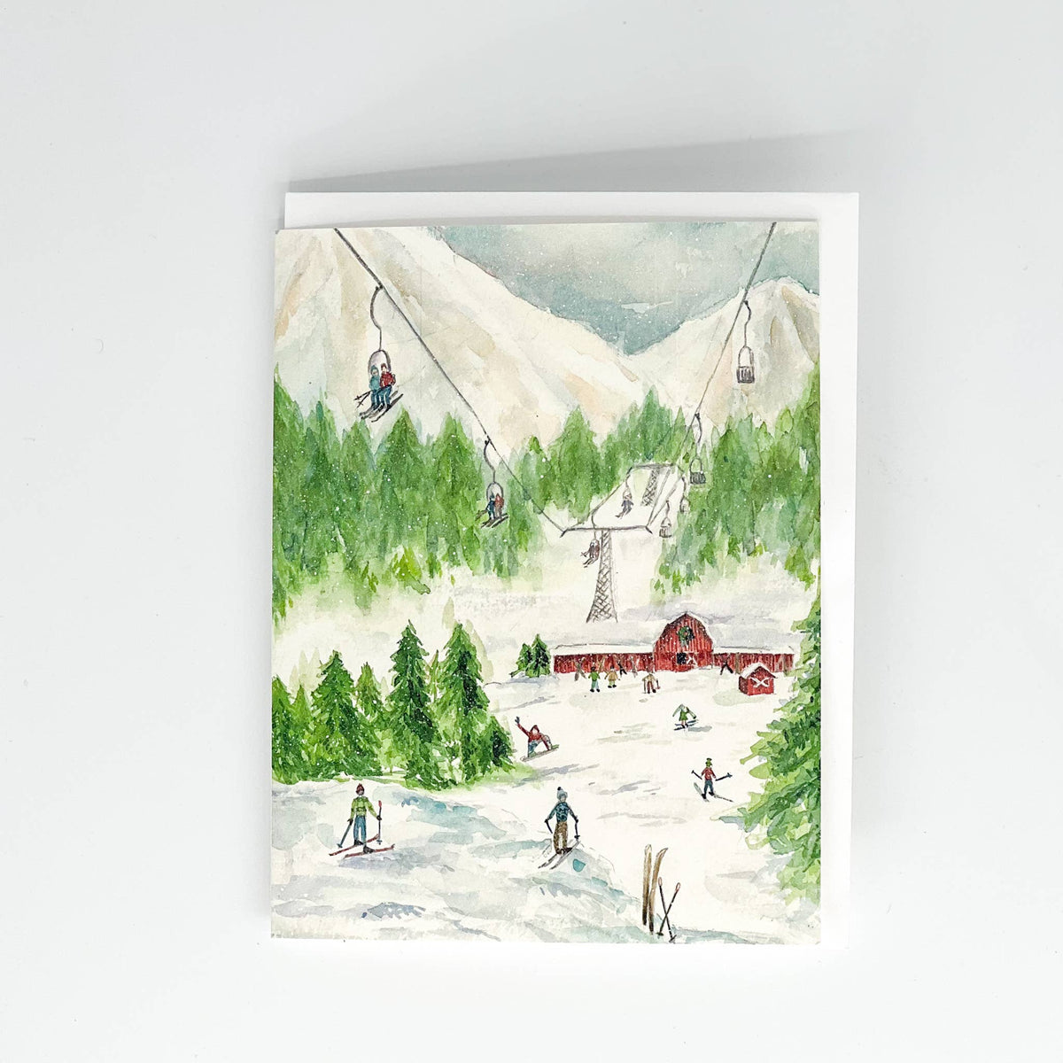 "Skiing" watercolor notecard- 6 pack bundle