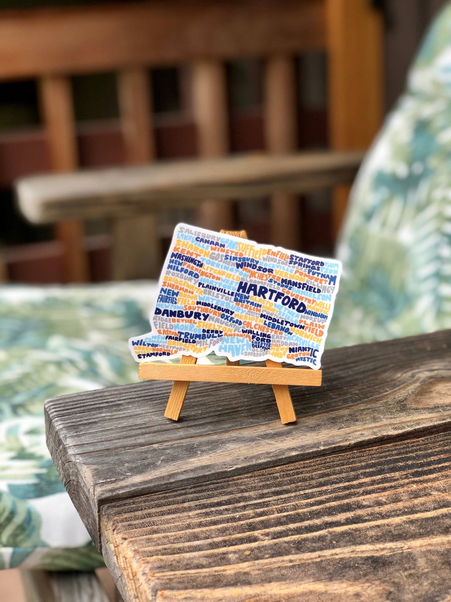 Hand-Lettered Connecticut Towns Map Sticker