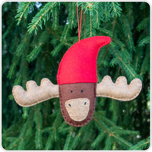 Moose Ornament Wool Felt Sewing Kit – DIY Craft
