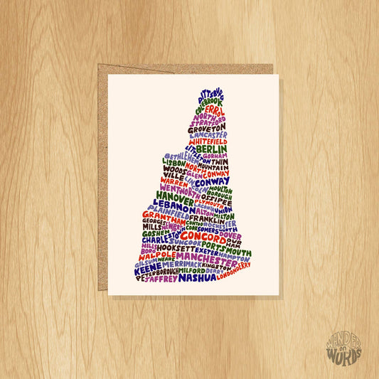 Hand-Lettered New Hampshire Map Card