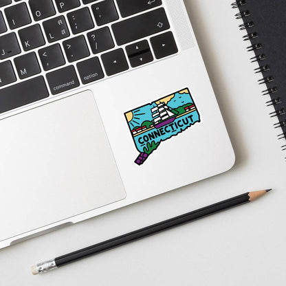 Connecticut Clipper Ship Mini Vinyl Sticker