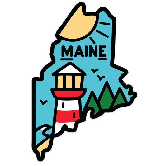 Maine Coast Lighthouse State Pride Mini Sticker