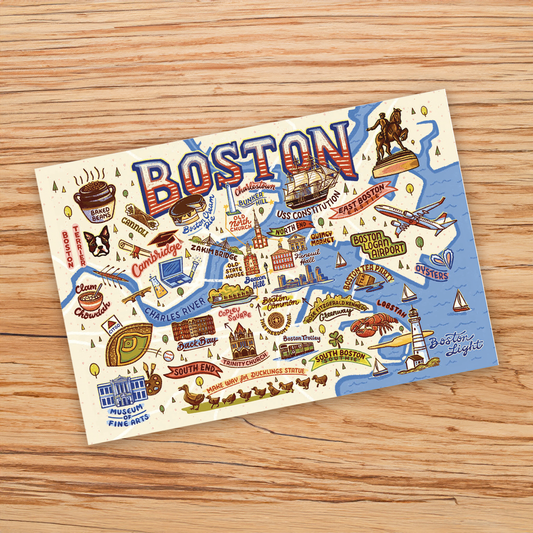 Boston Vintage Map Postcard