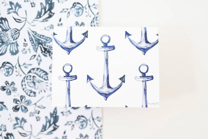 Anchor — Blue & White coasstal Boxed Note Card Set of 6