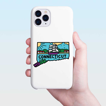 Connecticut Clipper Ship Mini Vinyl Sticker