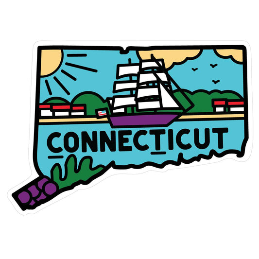 Connecticut Clipper Ship Mini Vinyl Sticker