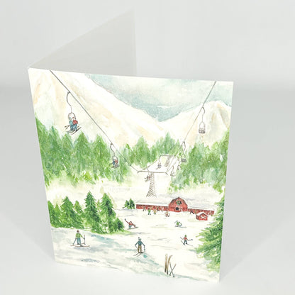 "Skiing" watercolor notecard- 6 pack bundle