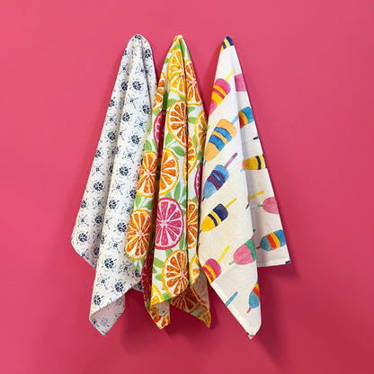 Colorful Buoys Kitchen Towel | Lobster Buoy Tea Towel