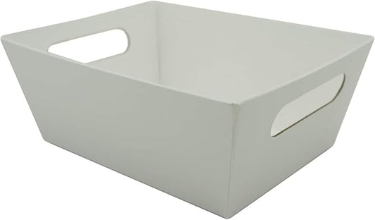 9" x 7" White Cardboard Basket with Handles
