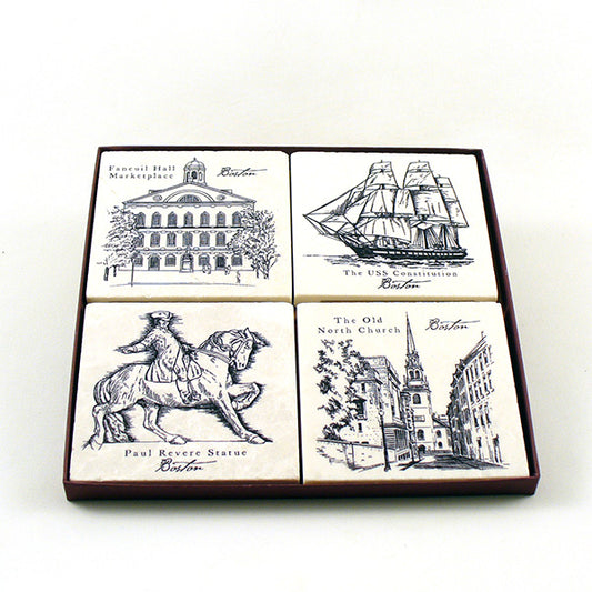 Boston Marble Coaster Set