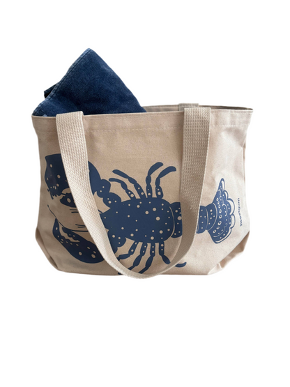 Blue Lobster Large Canvas Tote Bag
