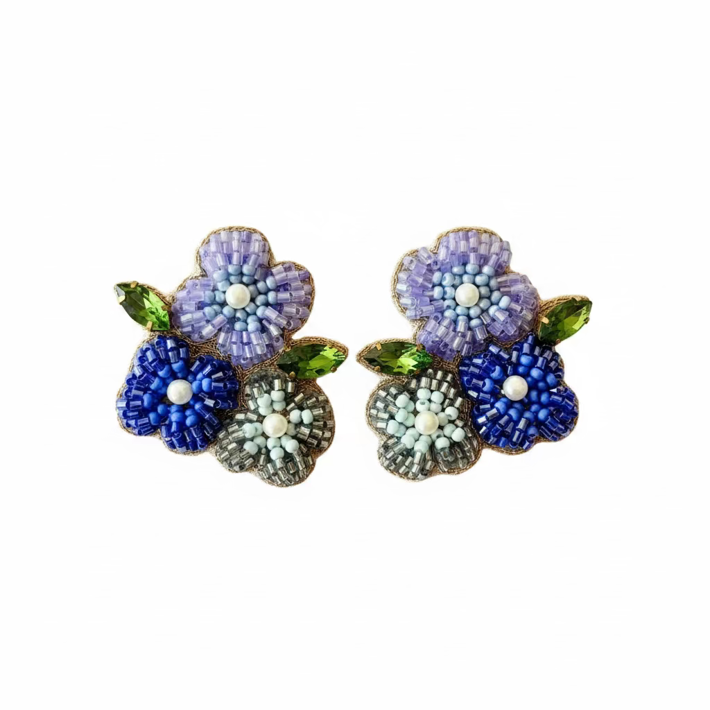 Blue Flower Trio Earring