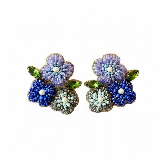 Blue Flower Trio Earring