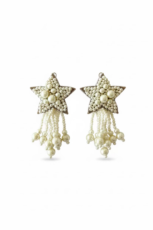 Beaded Star Fringe Earrings