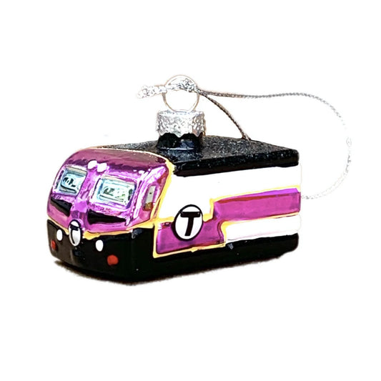 MBTA Commuter Rail Glass Ornament
