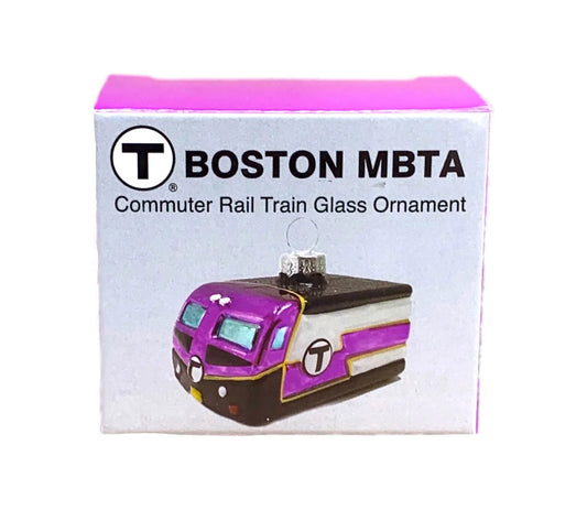 MBTA Commuter Rail Glass Ornament
