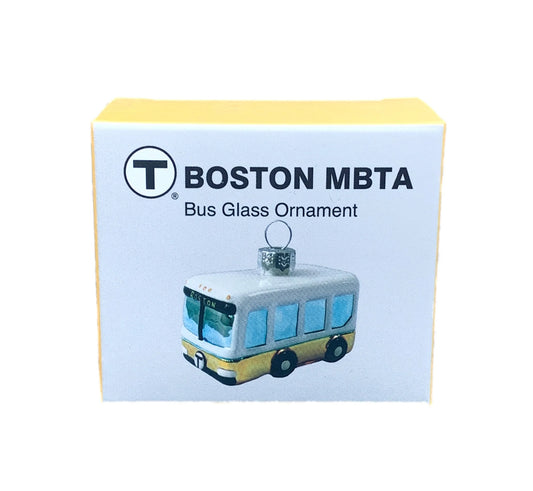 MBTA Bus Glass Ornament