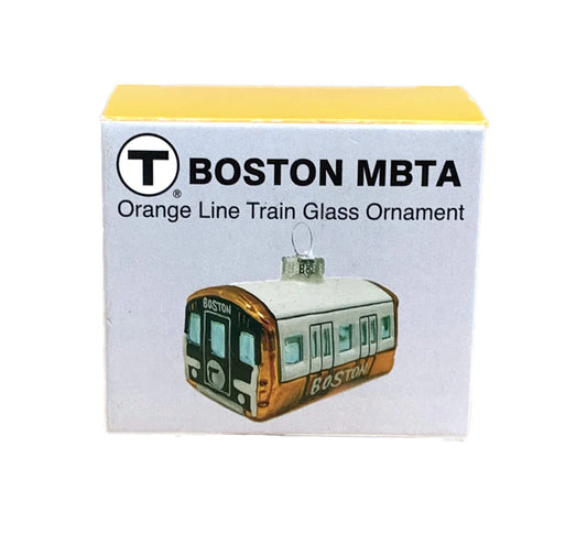 MBTA Orange Line Train Glass Ornament
