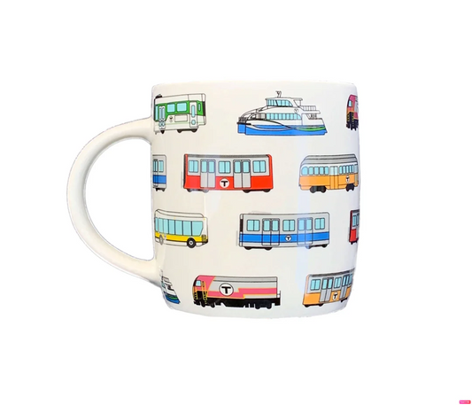 Boston MBTA Transit Vehicle Pattern Ceramic Coffee Mug