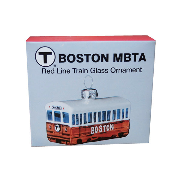 MBTA Red Line Subway Car Glass Ornament