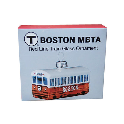 MBTA Red Line Subway Car Glass Ornament