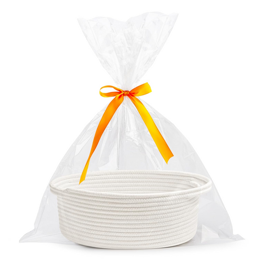 White Rope Basket for Gifts 12"X 8" X 5"