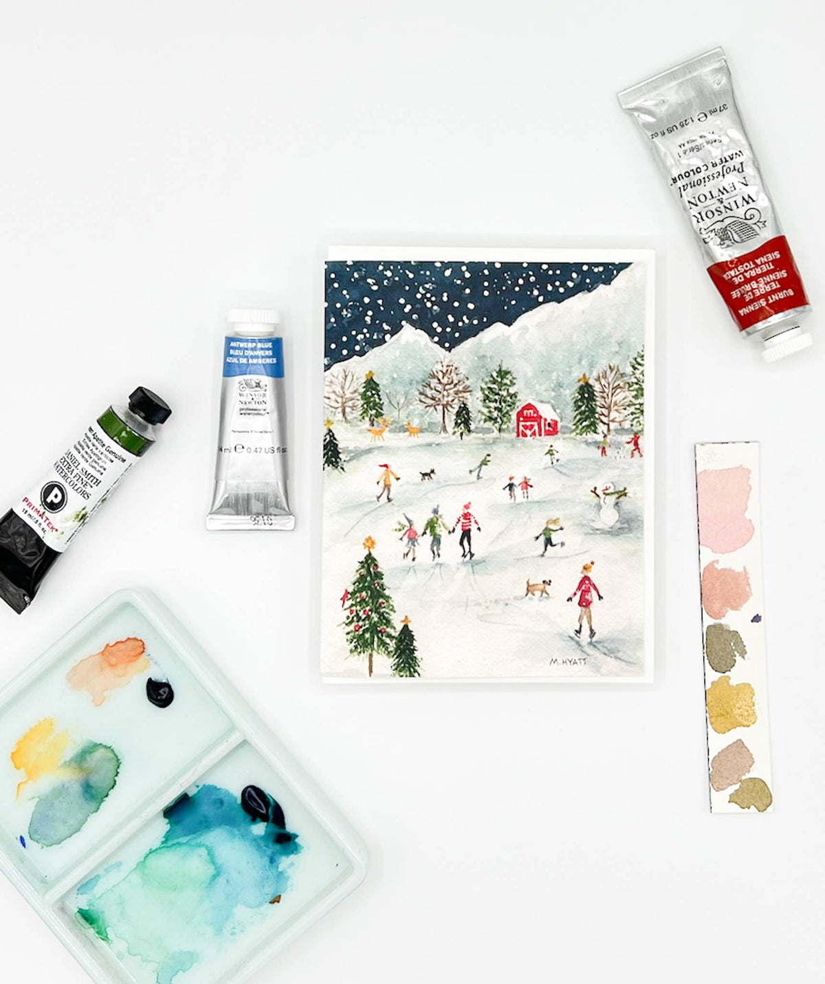 Twilight Skating Holiday Cards— Boxed Card Set of 6-