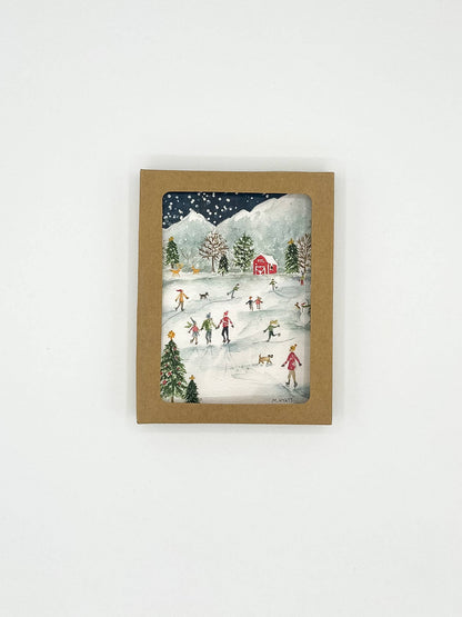 Twilight Skating Holiday Cards— Boxed Card Set of 6-
