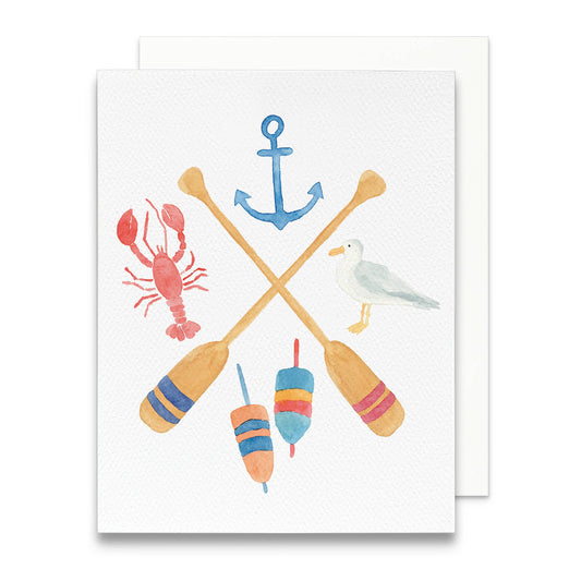Watercolor Seaside Crest Greeting Card | Coastal Card