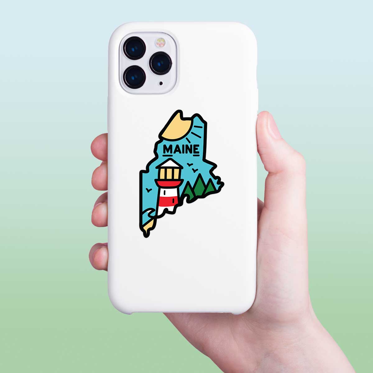 Maine Coast Lighthouse State Pride Mini Sticker