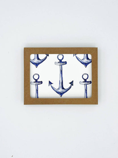 Anchor — Blue & White coasstal Boxed Note Card Set of 6