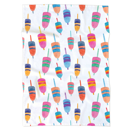 Colorful Buoys Kitchen Towel | Lobster Buoy Tea Towel