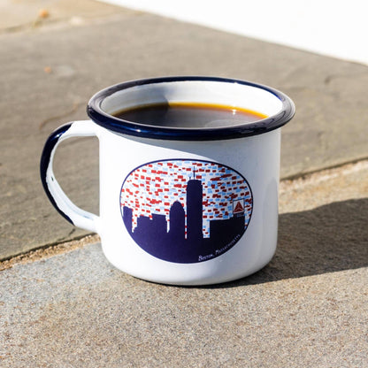 Boston Skyline Enamel Coffee Mug 12 oz with Citgo Sign