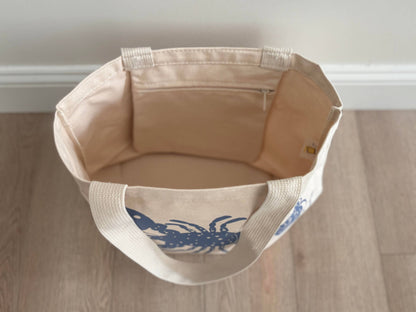 Blue Lobster Large Canvas Tote Bag