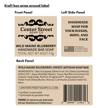 Wild Maine Blueberry Vegan Handmade Bar Soap - 4oz