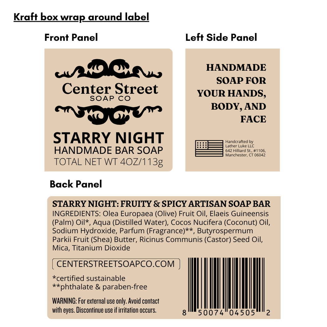 Starry Night Christmas Handmade Bar Soap - 4oz