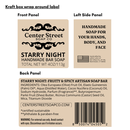 Starry Night Christmas Handmade Bar Soap - 4oz